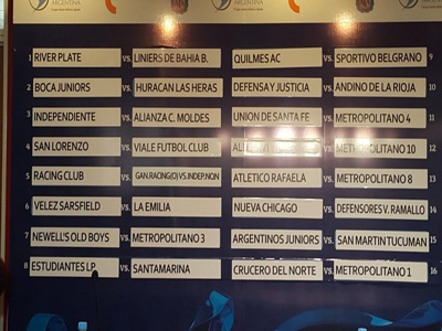 El panel con cada uno de los cruces de la nueva edición de la copa nacional.