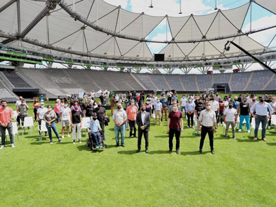 En La Plata, Mayra Mendoza presenció el anuncio del Fondo para el Deporte.